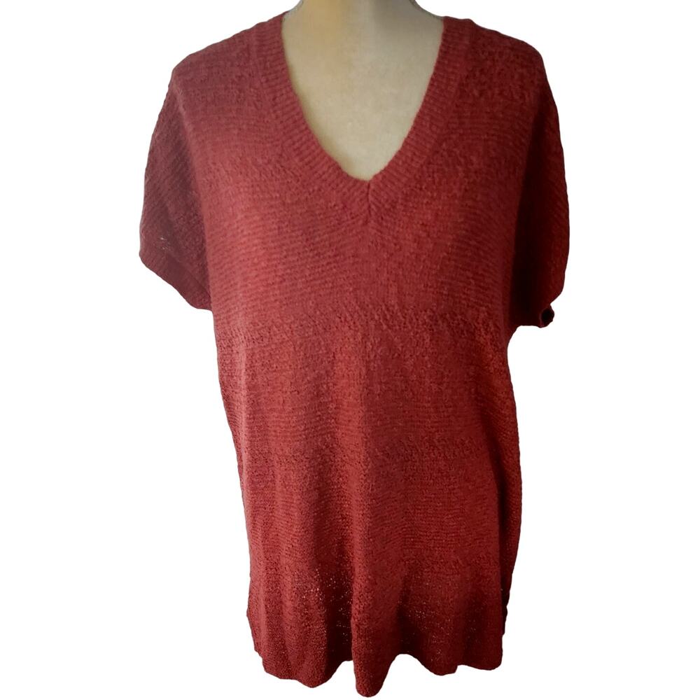 J.Jill Mauve Short Sleeve Tunic Knit Sweater Size XL